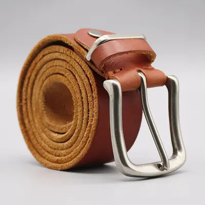 Genuine Leather Men's Vintage Single Layer Belt Simple Casual Pin Buckle Real Leather Waistband Youth Student Jeans Belt