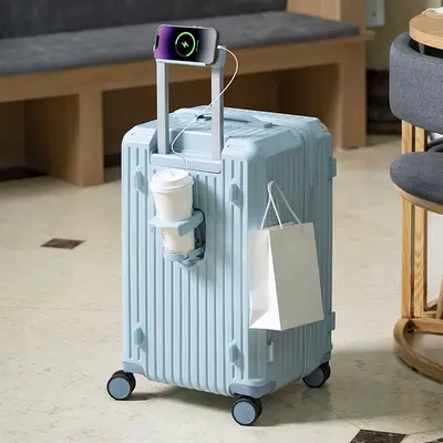 Wheeled 30/70 Split Trolley Suitcase with Combination Lock, Durable - 12