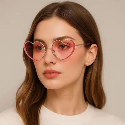 Damen-Sonnenbrille in Herzform, Metall, modisch - 4