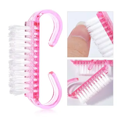 Colorful Manicure Plastic Brush Set with Calf Horn and Dust Brush - 6
