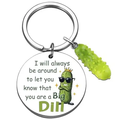 Stainless Steel Cucumber Keychain, Titanium Steel Engraved Full-Colour Print