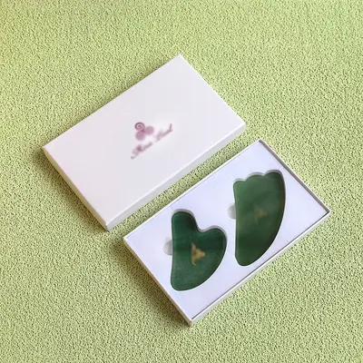 Toptan Jade Roller Masaj Seti Kutu Gua Sha Taş Kutusu Koç Boynuzu Şekilli Gua Sha Beyaz Hediye Kutusu