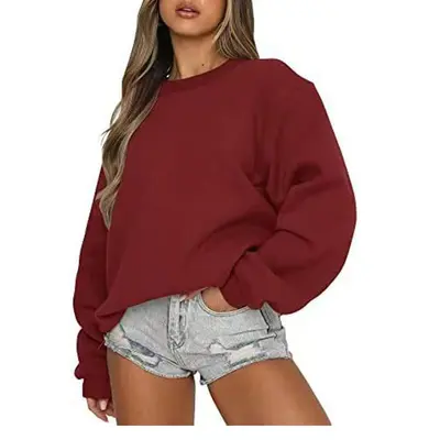 Women's Fleece-Lined Crew Neck Casual Sweatshirt, Loose Fit