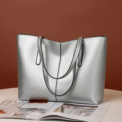 Große Damenhandtasche, schlichte Pendler-Tote-Bag mit Schultergurt