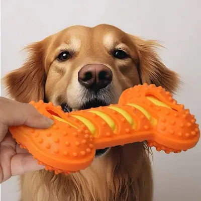 Durable Rubber Bone Squeaky Dog Chew Toy - 9
