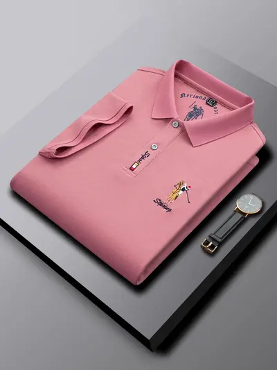 Men's Short Sleeve Pure Cotton Solid Color Polo Shirt