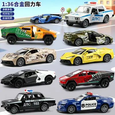 Alloy Pull-Back Toy Car, Realistic Sports Car Model for Boys - 3