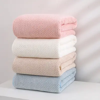 Bathroom towel coral velvet thickened pineapple grid towel bathroom towel water-absorbent quick-drying household adult thickened bathroom towel - 5