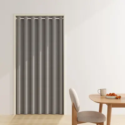 Blackout Door Curtain, Warm and Windproof Partition Curtain, Drill-Free Hanging - 8