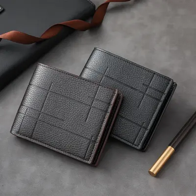 Men's Short Soft Leather Wallet with ID Slot - 1