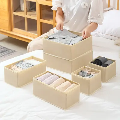 Six-Piece Lidless Foldable Storage Box Set for Toys and Socks