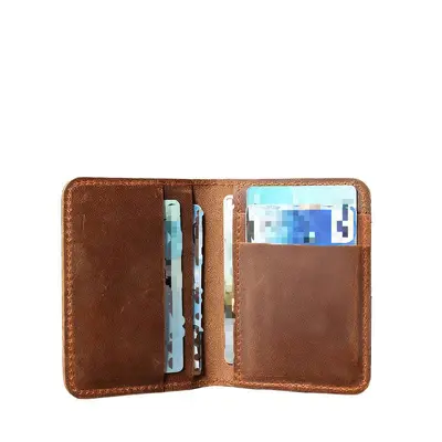 Retro Herren-Echtleder-Kartenhülle aus Crazy-Horse-Leder mit Fächern für Bankkarten, Auswe