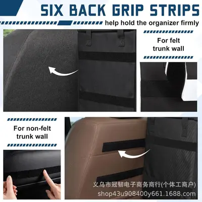 3-in-1 Car Trunk Storage Bag, Seat Back Hanging Organizer, Large Capacity Oxford Cloth - 4