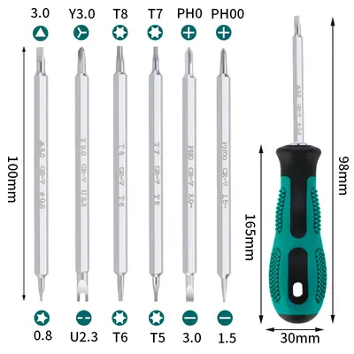 13-in-1 multi-bit screwdriver set with Phillips, slot, Torx, triangle bits - 3