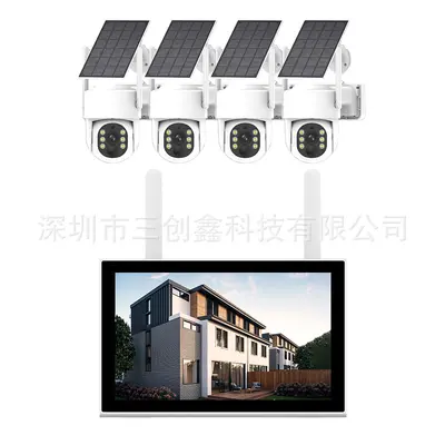 Factory wholesale wireless touchscreen 4/8 channel monitoring set with 4 megapixel high-definition security cameras and NVR video recorder.