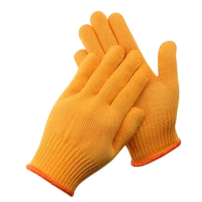 Nylon Yarn Work Gloves, Orange, Wear-Resistant, Highly Elastic