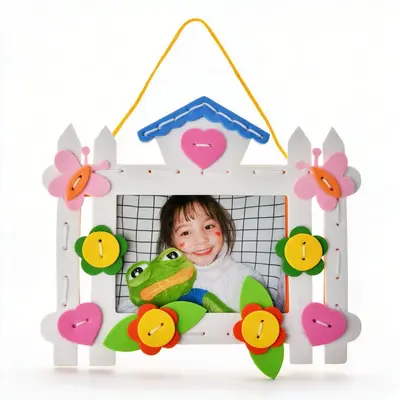 3D embroidered photo frame DIY material kit, kindergarten craft set