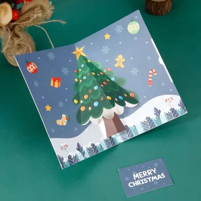 3D Pop-Up Christmas Tree Greeting Card, Corporate Blessing Card