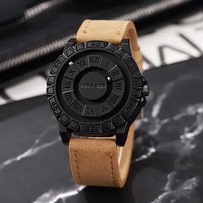 Herren-Quartz-Uhr, Magnetkugel-Design, Stahlarmband - 3