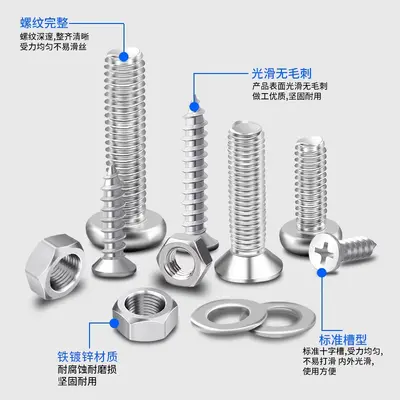 Round Head Cross Recessed Pan Head Screw and Nut Set M2 M3 M4 M5 M6