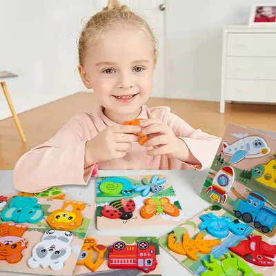 Dört Birleşik 3D Yapboz, Çocuk Erken Eğitim Oyuncağı, Eşleştirme - 3