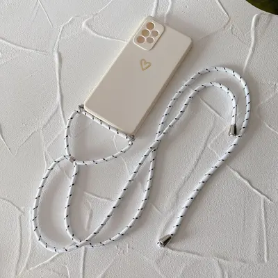 Crossbody Protective Case for Samsung A51/A71 and S21FE with Small Gold Heart Charm, Fits - 8