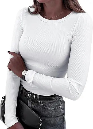 Damen-Langarmshirt, schmal, gerippt, Rundhals, elastisch - 7