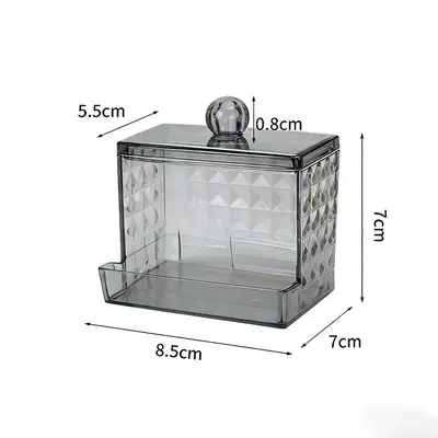 Acrylic Cotton Swab Storage Box, Transparent Gray Stackable Cosmetics Organizer - 11