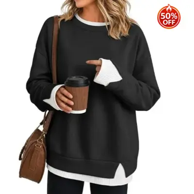 Damen Freizeit-Sweatshirt, lockere Passform, langärmlig