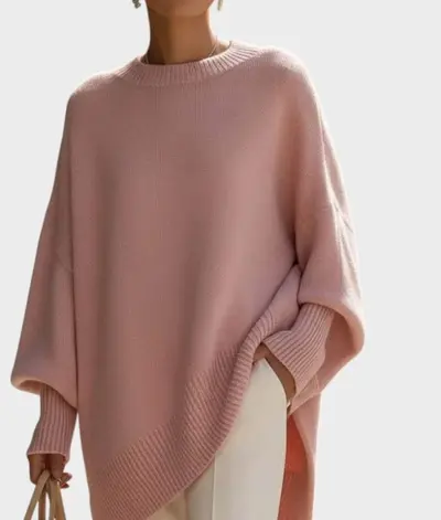 Damen Strickpullover mit Rundhals, locker, einfarbig - 11