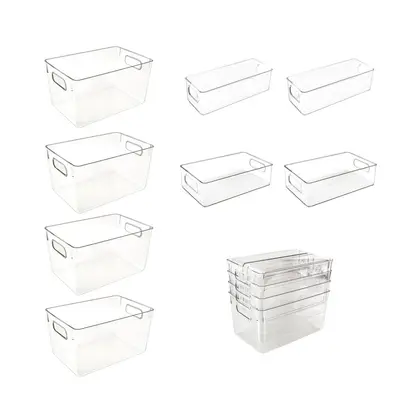 Kühlschrank-Aufbewahrungsboxen aus transparentem PET, 8-teiliges Frischhalteset