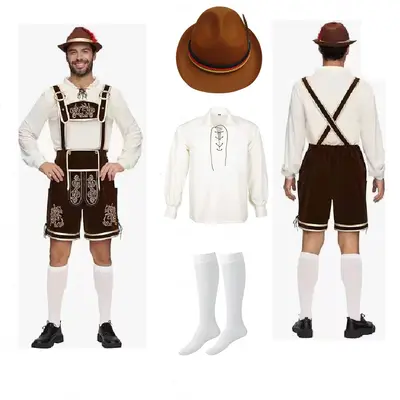 Adult Men's Oktoberfest Costume with Hat and White Long Socks