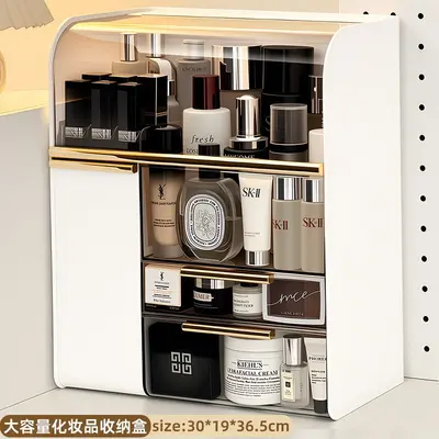 Desktop cosmetics storage box, dust-proof, large capacity - 9