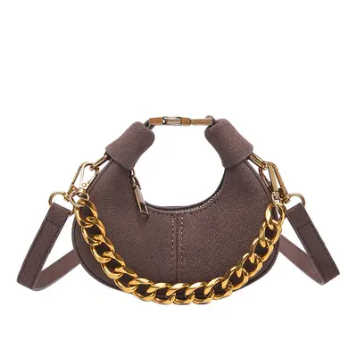 Matte Crescent Mini Chain Crossbody Bag, Lipstick Style - 11