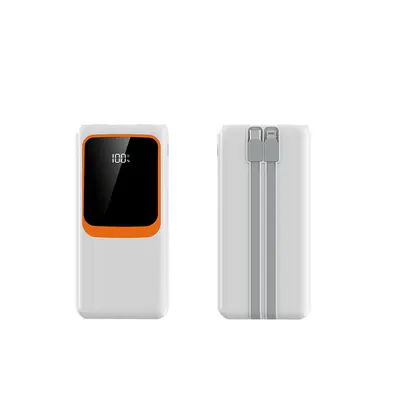 Cross-Border Super Fast Charging Power Bank 20000mAh Ultra-Large Capacity with Built-in Cable Portable Mobile Power Supply Custom KC