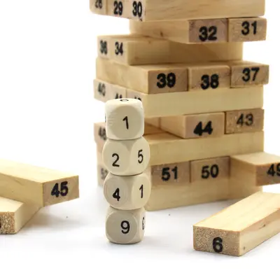 54-Piece Wooden Stacking Blocks Set, Primary Colours