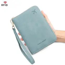 RFID korumalı pasaport cüzdanı, fermuar kapanış, büyük kapasite - 11