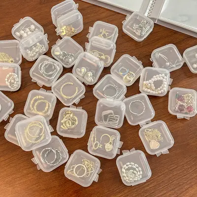 塑料透明小方盒首饰盒耳塞小盒子饰品迷你耳钉盒收纳盒便携厂家