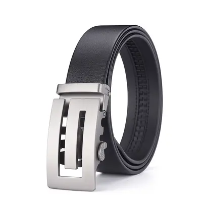 Premium first-layer cowhide leather belt for men, automatic buckle, pure cowhide, simple, casual, versatile, business men's trouser belt