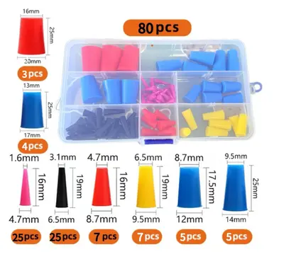 Silicone Plug Set, Conical, Colored, Hole Protection - 8