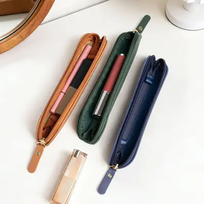 Small Retro Makeup Bag, Waterproof PU Leather, Morandi Colors