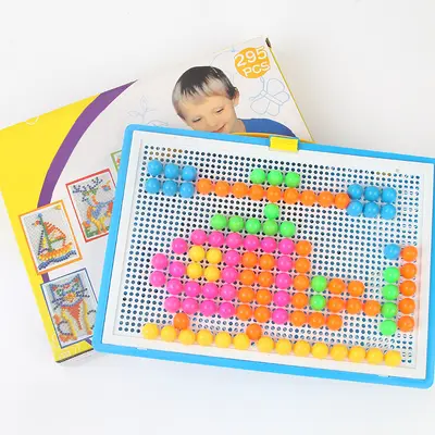 Mushroom nail combination puzzle board children educational puzzle toys 3-7 years baby intelligence boys and girls building blocks - 6