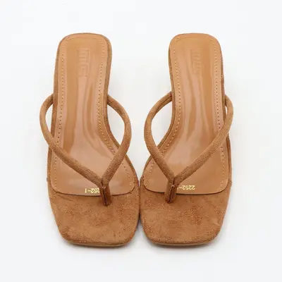 Women's Black Thin High-Heel Flip-Flops, Summer