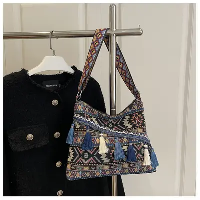 Ethnic Style Tassel Women's Bag, New Chinese Style Single-Shoulder Bag - 7
