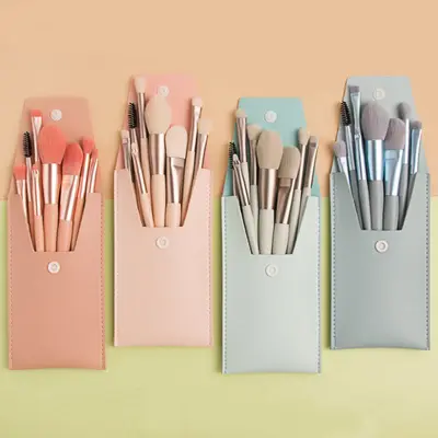 8 mini makyaj fırçası seti Morandi yeni başlayanlar için taşınabilir yumuşak kıllı güzellik alet seti