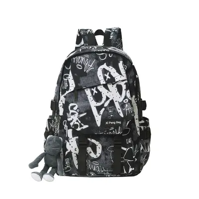 Trend Harajuku Style großer Rucksack mit Kapazität, Graffiti-Style cool und elegant für männliche und weibliche Schüler der Sekundarstufe und Mittelstufe. - 9