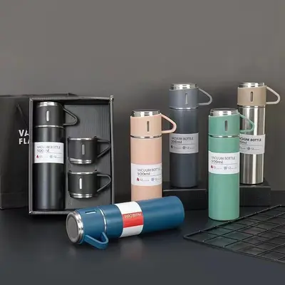 304 paslanmaz çelik termos bardak, 1 bardak 3 kapak, kişiselleştirilmiş