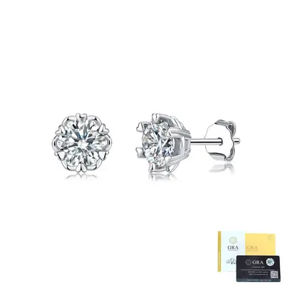 S925 Sterling Silver Heart Moissanite Stud Earrings for Women