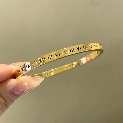 Titanyum çelik zirkon bilezik, kadın, minimalist tasarım - 10