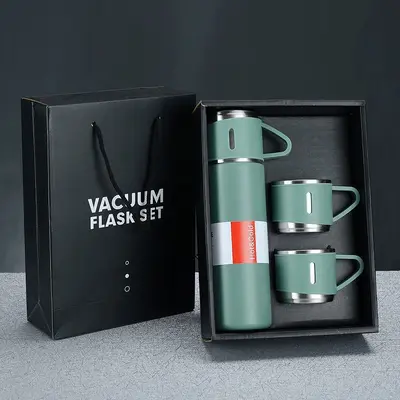 Stainless Steel Insulated Cup, 3 Lids, Gift Box Set - 3